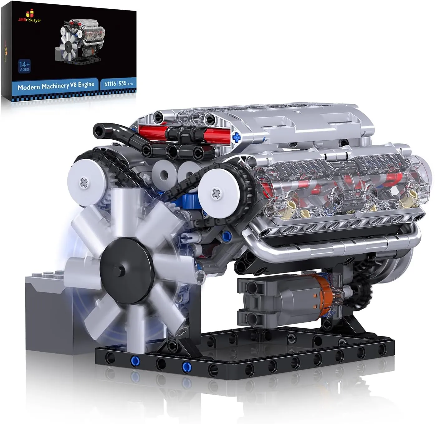 JMBricklayer V8 Engine Building Sets for Adults & Kids, Technic Electric Engine Model Kit with Motor and Battery Box, STEM Scale Model Building Toy Set, Ideal Gift for Boys, Girls and Kids