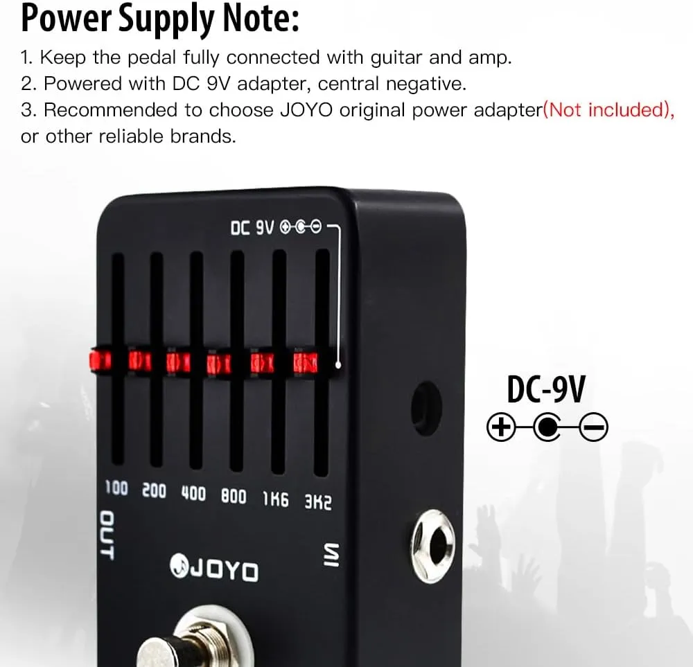 JOYO 6-Band EQ Pedal Electric Guitar Equalizer (100Hz 200Hz 400Hz 800Hz 1.6kHz 3.2kHz) Provides ±18dB for Each Band (JF-11)