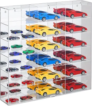 Juexica Clear Acrylic Toy Car Display Case 1: 32 Scale Diecast Display Box Wall Mounted Shelf for Storage Toy Car Mini Model Race(18 Grids)