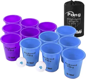 Jumbo Tailgate Beer Pong Set - Includes 12 Durable 9" Tall Cups, 2 Balls, Carry Bag