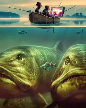 junyou Jigsaw Puzzles 1000 Pieces for Adults - Fishing Enthusiasts on Board Fishing-Big Head Fish Creative Gifts are Perfect for Home Entertainment and Game Collections