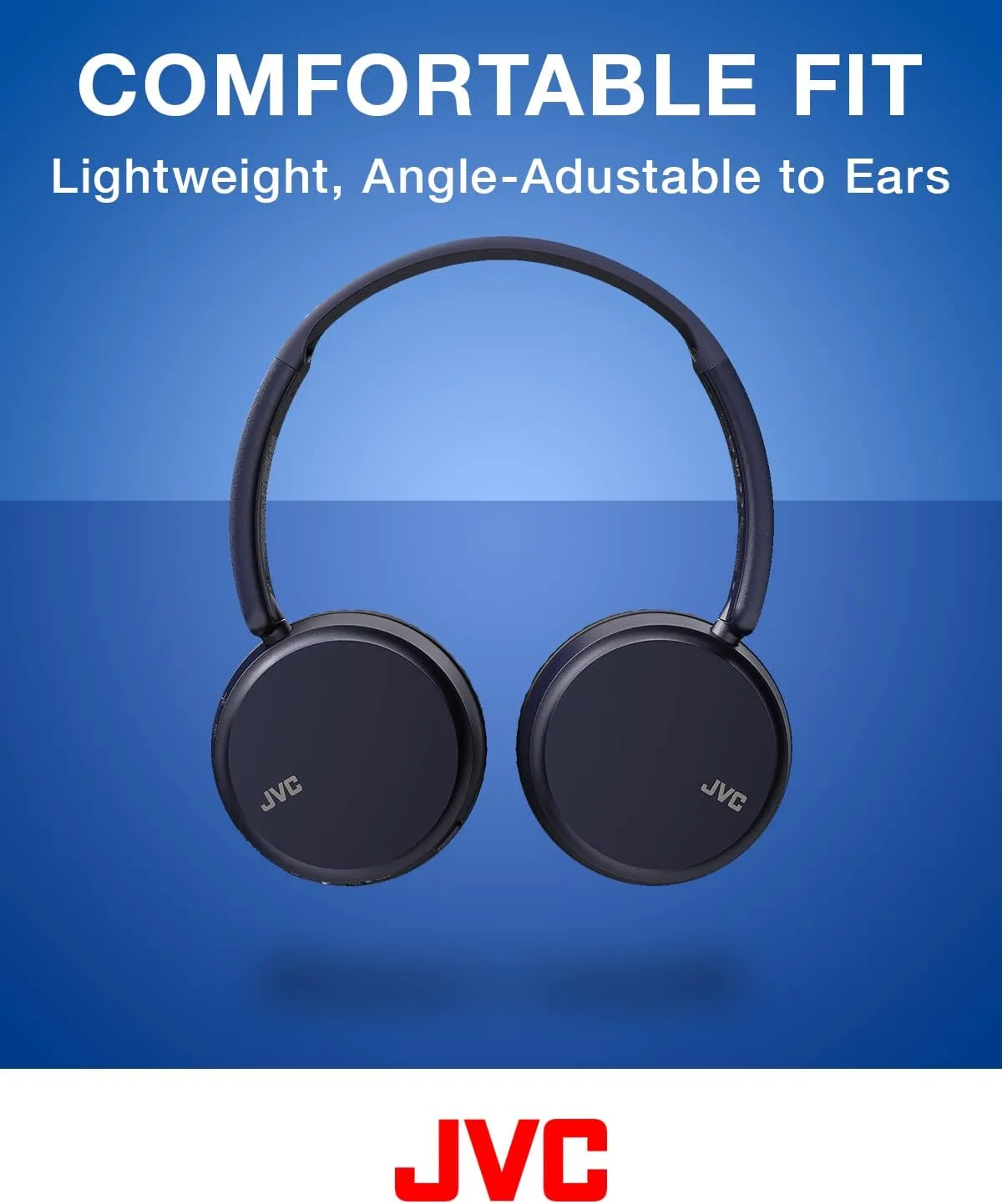 JVC Deep Bass Wireless Headphones, Bluetooth 5.2, Built-in EQ (Bass/Clear/Normal), Multi-Point Connection, Voice Assistant Compatible, 35 Hour Battery Life - HAS36WA (Blue), Small