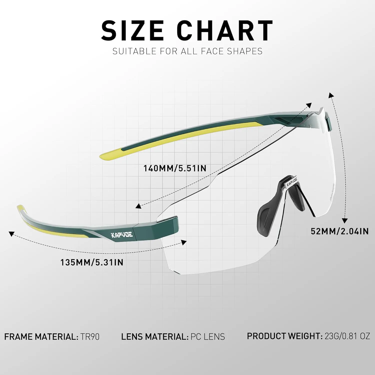 KAPVOE Photochromic Cycling Glasses for Men Women Sport Sunglasses UV Protection Driving Mountain Running MTB Frameless K341