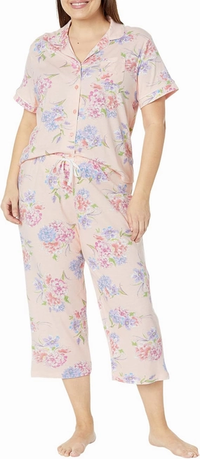 Karen Neuburger womens Plus Size Island Breeze Short Sleeve Girlfriend Capris Pj Set