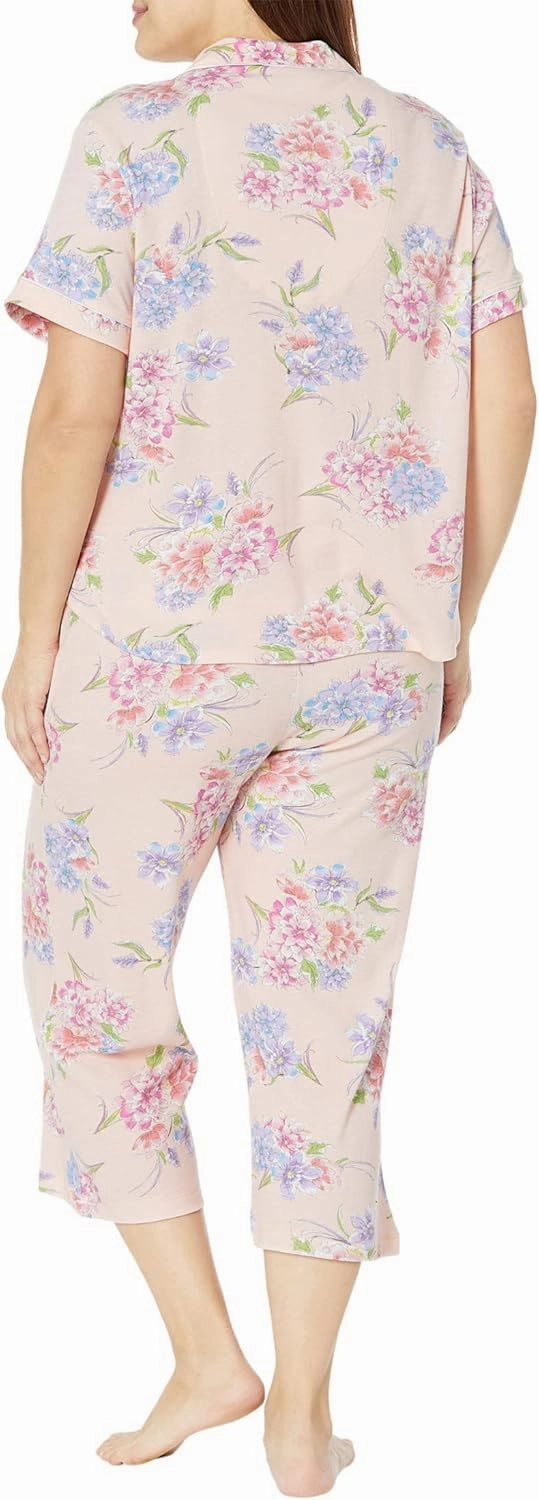 Karen Neuburger womens Plus Size Island Breeze Short Sleeve Girlfriend Capris Pj Set