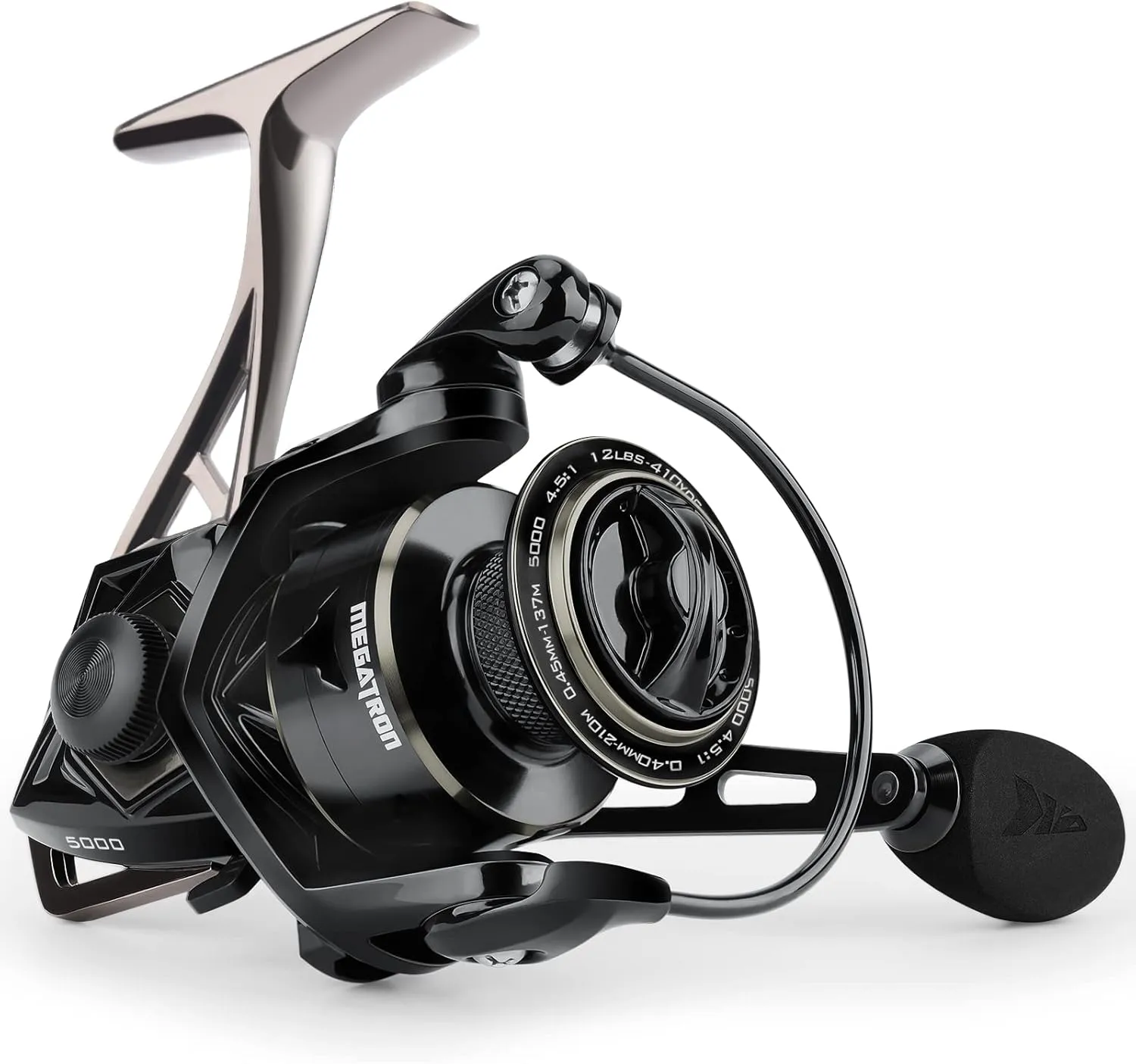 KastKing Megatron Spinning Reel, Freshwater and Saltwater Spinning Fishing Reel, Rigid Aluminum Frame 7 1 Double-Shielded Stainless-Steel BB, Over 30 lbs. Carbon Drag, CNC Aluminum Spool & Handle