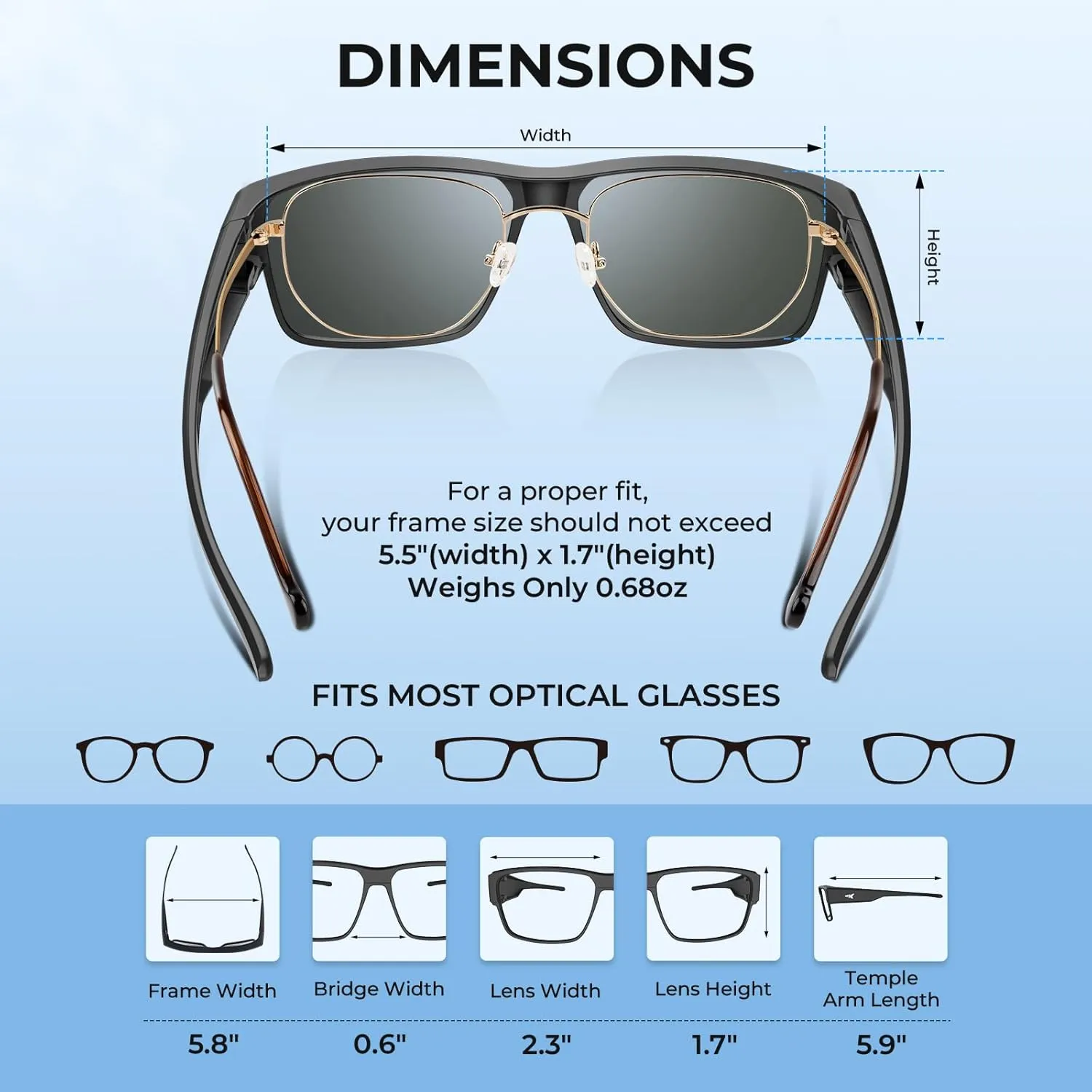 KastKing Molino Fit-Over Polarized Sunglasses,UV400 Protection Ultralight Wraparound Fishing Sports Sunglasses, TAC Lenses
