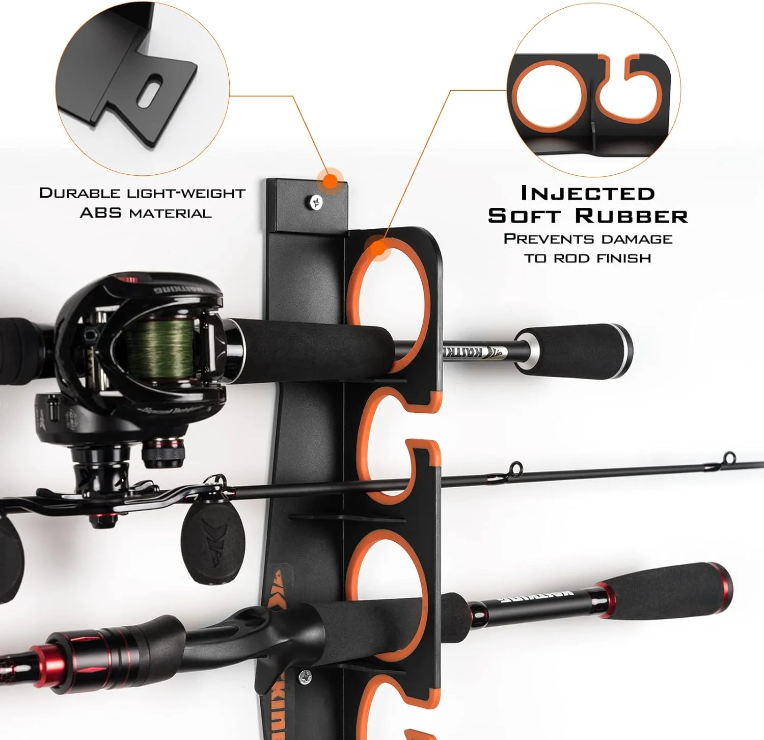 KastKing SafeGuard Fishing Rod Holder for Garage, Wall or Ceiling Mounted Fishing Rod Rack Storage Organizer, Fishing Pole Holder Holds 12 Rods or Combos in Less Than 36 Inches