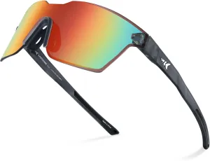 KastKing Tarkio Polarized Fishing Sunglasses, Large Single PC Lenses, Rimless Wrap Design, UV400 Protection Sports Sunglasses
