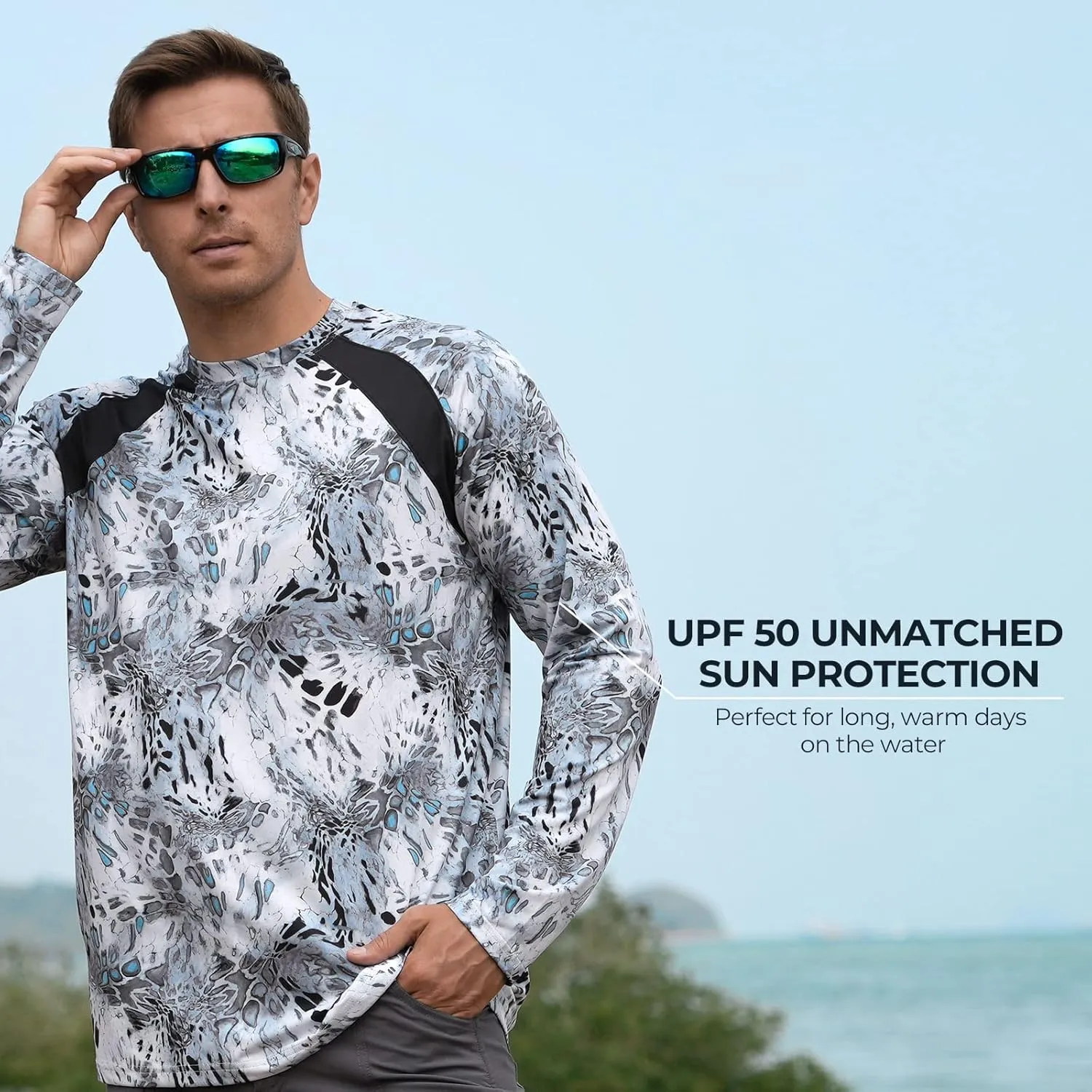 KastKing UPF 50 Fishing Shirts for Men, Long Sleeve Fishing Hiking Shirt, Breathable Moisture Wicking, Sun Shirts for Men