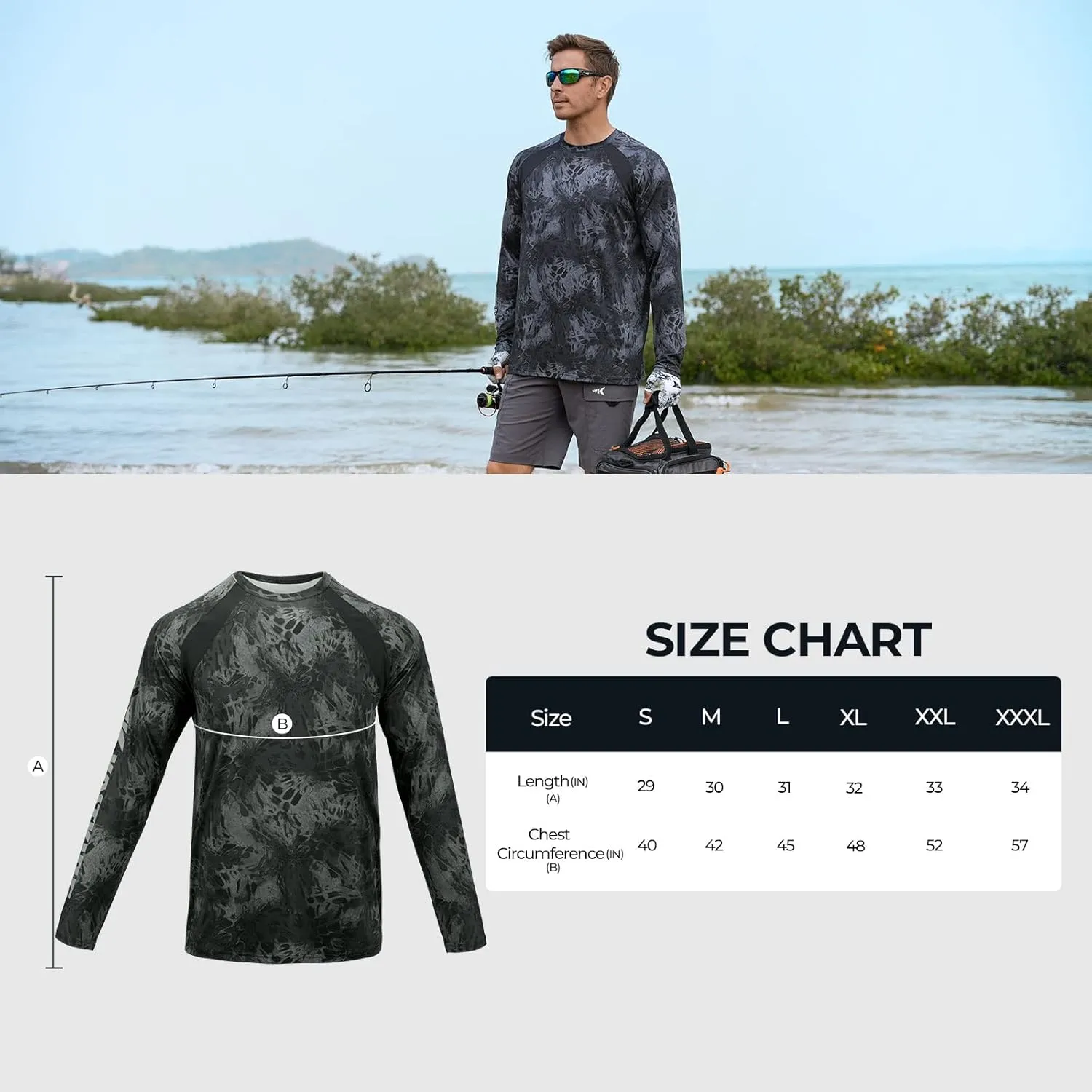 KastKing UPF 50 Fishing Shirts for Men, Long Sleeve Fishing Hiking Shirt, Breathable Moisture Wicking, Sun Shirts for Men