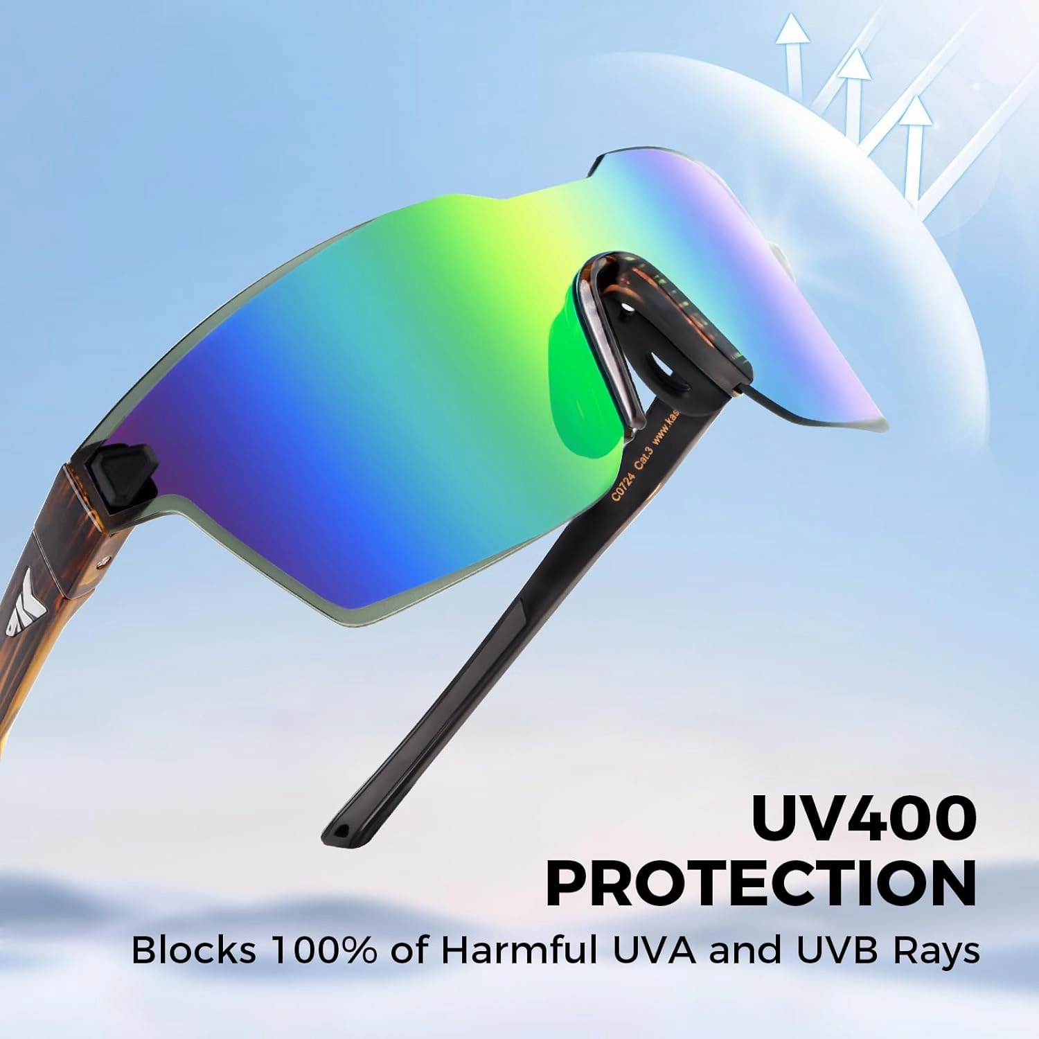 KastKing Tarkio Polarized Fishing Sunglasses, Large Single PC Lenses, Rimless Wrap Design, UV400 Protection Sports Sunglasses