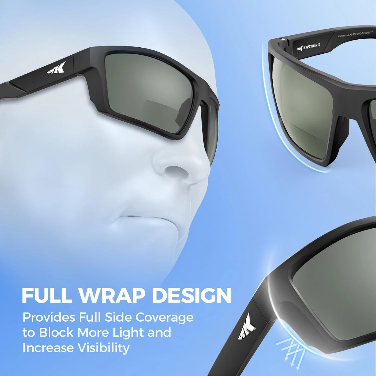 KastKing Waccamaw Polarized Bifocal Sunglasses, x1.5 x2.0 x2.5 Magnifications, Wrap Around Sport Reader Sunglasses for Men