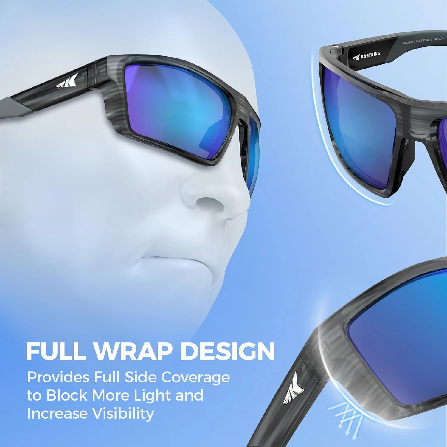 KastKing Waccamaw Polarized Bifocal Sunglasses, x1.5 x2.0 x2.5 Magnifications, Wrap Around Sport Reader Sunglasses for Men