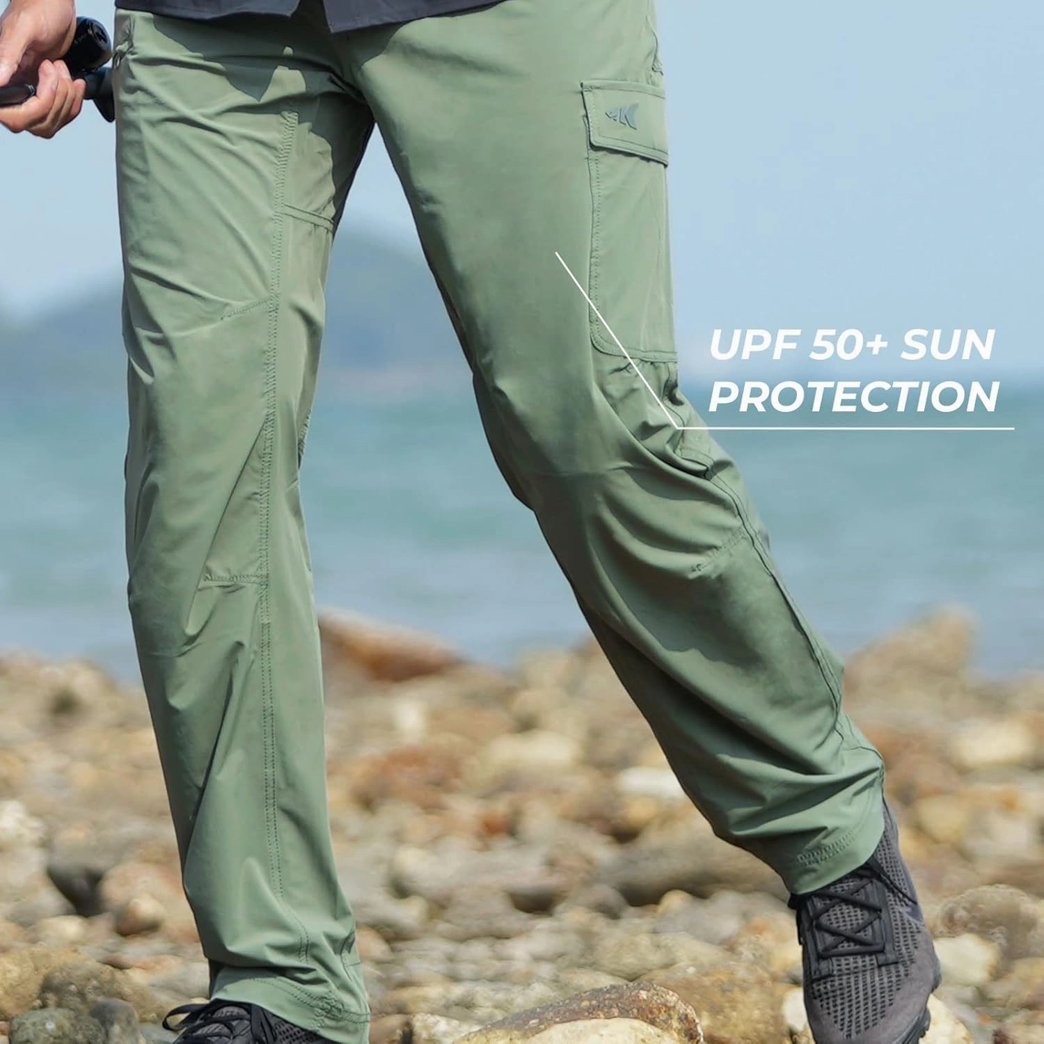 KastKing Wind Crest Fishing Hiking Pants, Water Repellent Lightweight Mens Travel Climbing Pants, UPF 50  Stretch Material