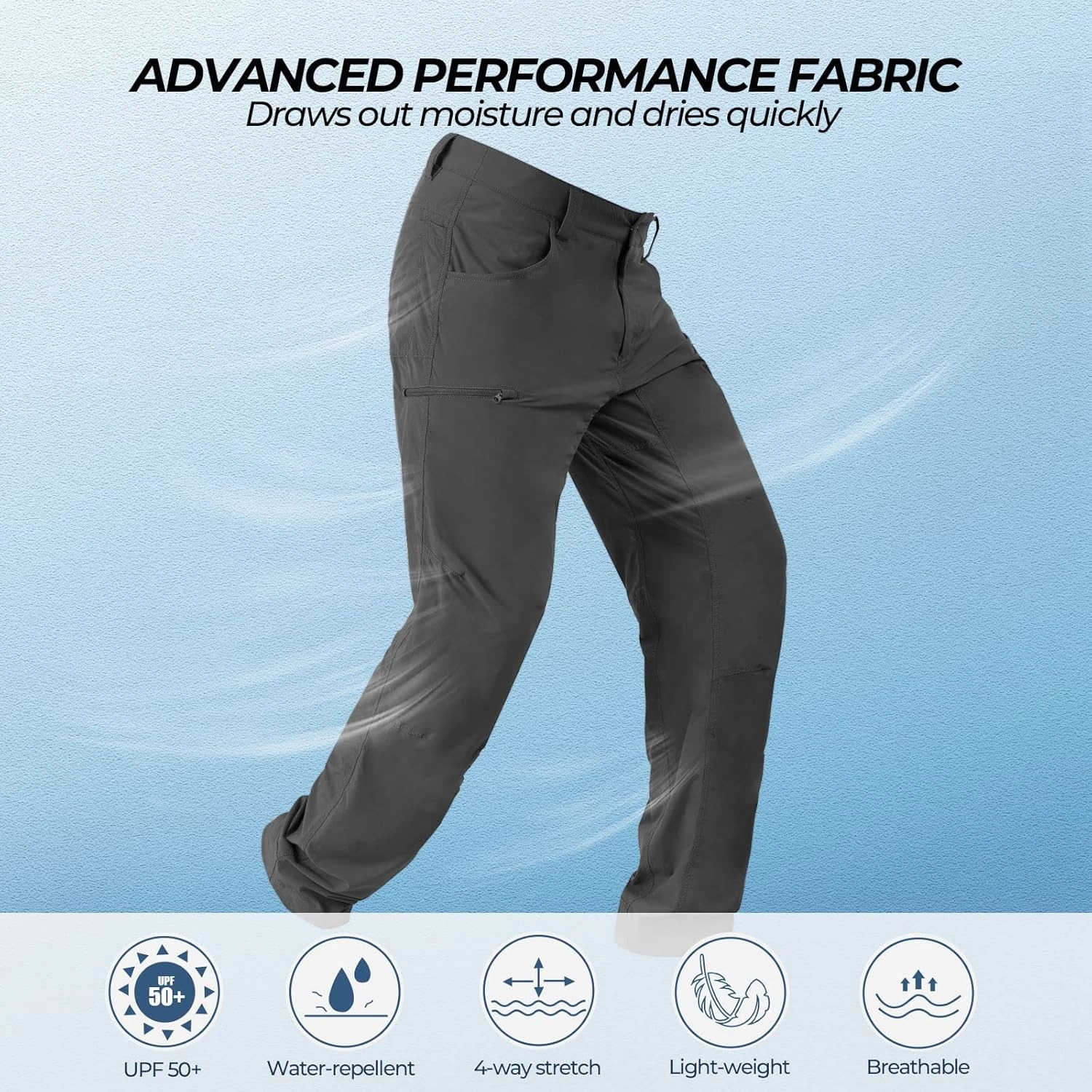 KastKing Wind Crest Fishing Hiking Pants, Water Repellent Lightweight Mens Travel Climbing Pants, UPF 50  Stretch Material