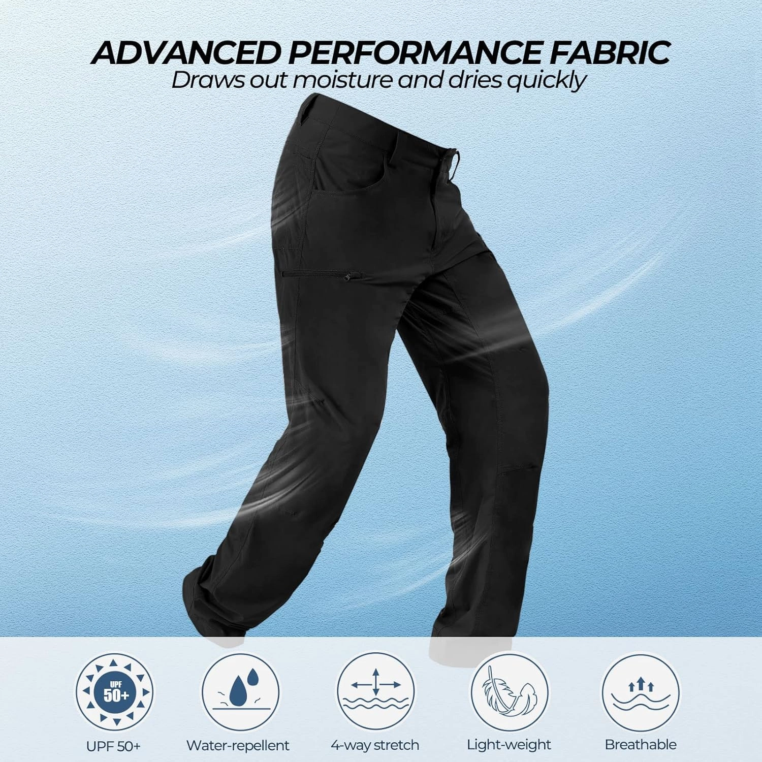 KastKing Wind Crest Fishing Hiking Pants, Water Repellent Lightweight Mens Travel Climbing Pants, UPF 50  Stretch Material