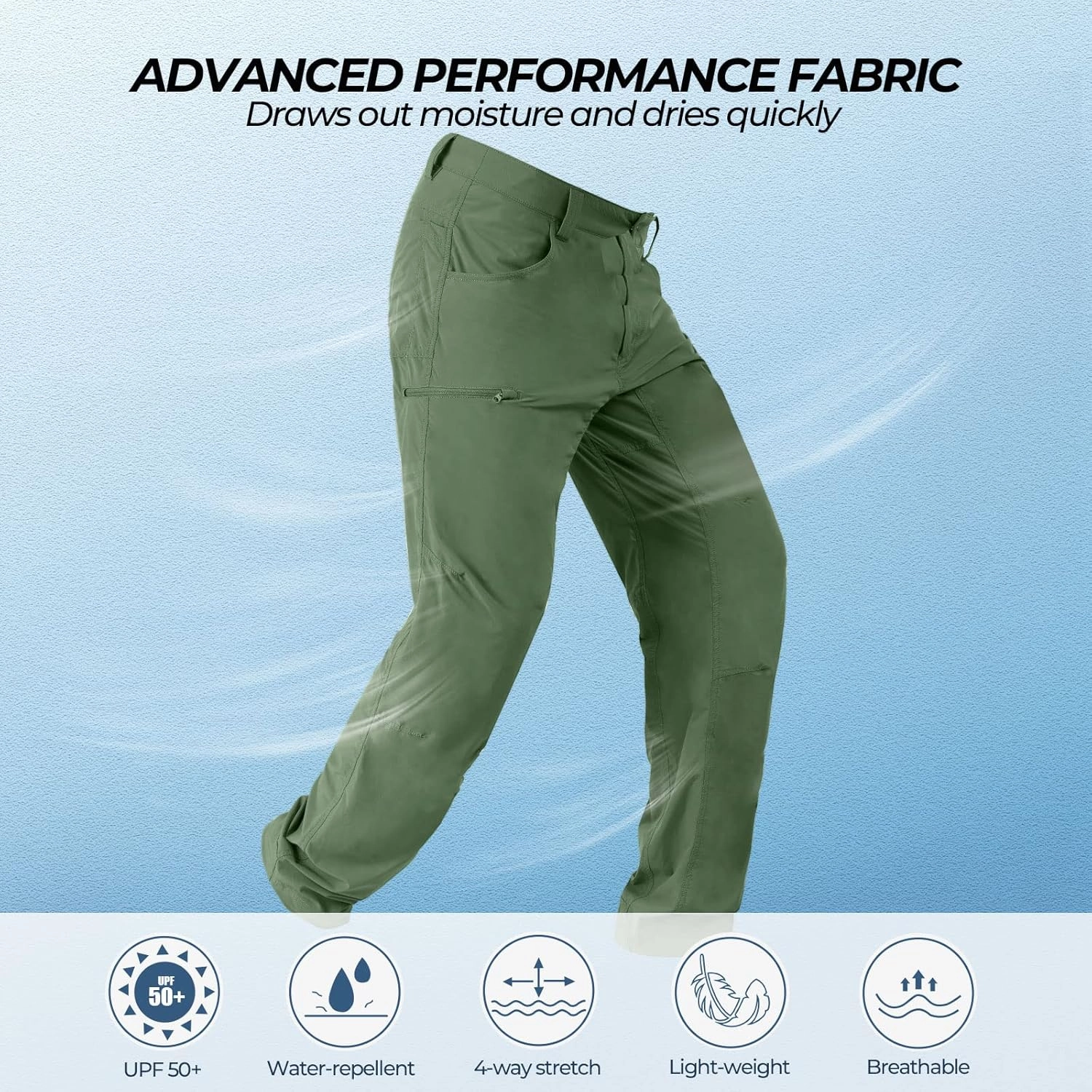 KastKing Wind Crest Fishing Hiking Pants, Water Repellent Lightweight Mens Travel Climbing Pants, UPF 50  Stretch Material