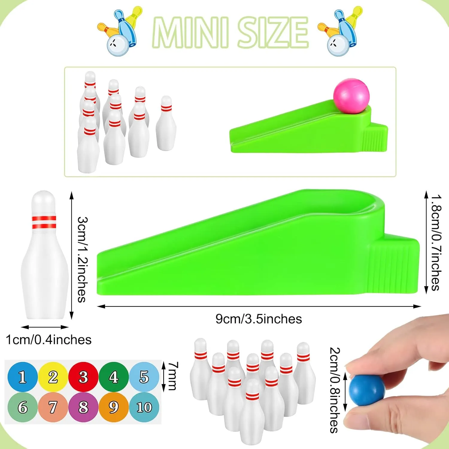 Kathfly Bowling Party Favors for Kids Mini Game with Miniature Bowl Pins Ramp Bowl Ball Tabletop Bowling Sets Goodie Bag Fillers for School Classroom Prize Party(25 Set)