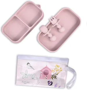 KATORI KIDS Suction Plate for Baby To Go | 5pc Travel Silicone Baby Plate Feeding Set with Travel Bag | Toddler Plate | Baby Travel Essential | Baby Bowl | Platos para Bebes