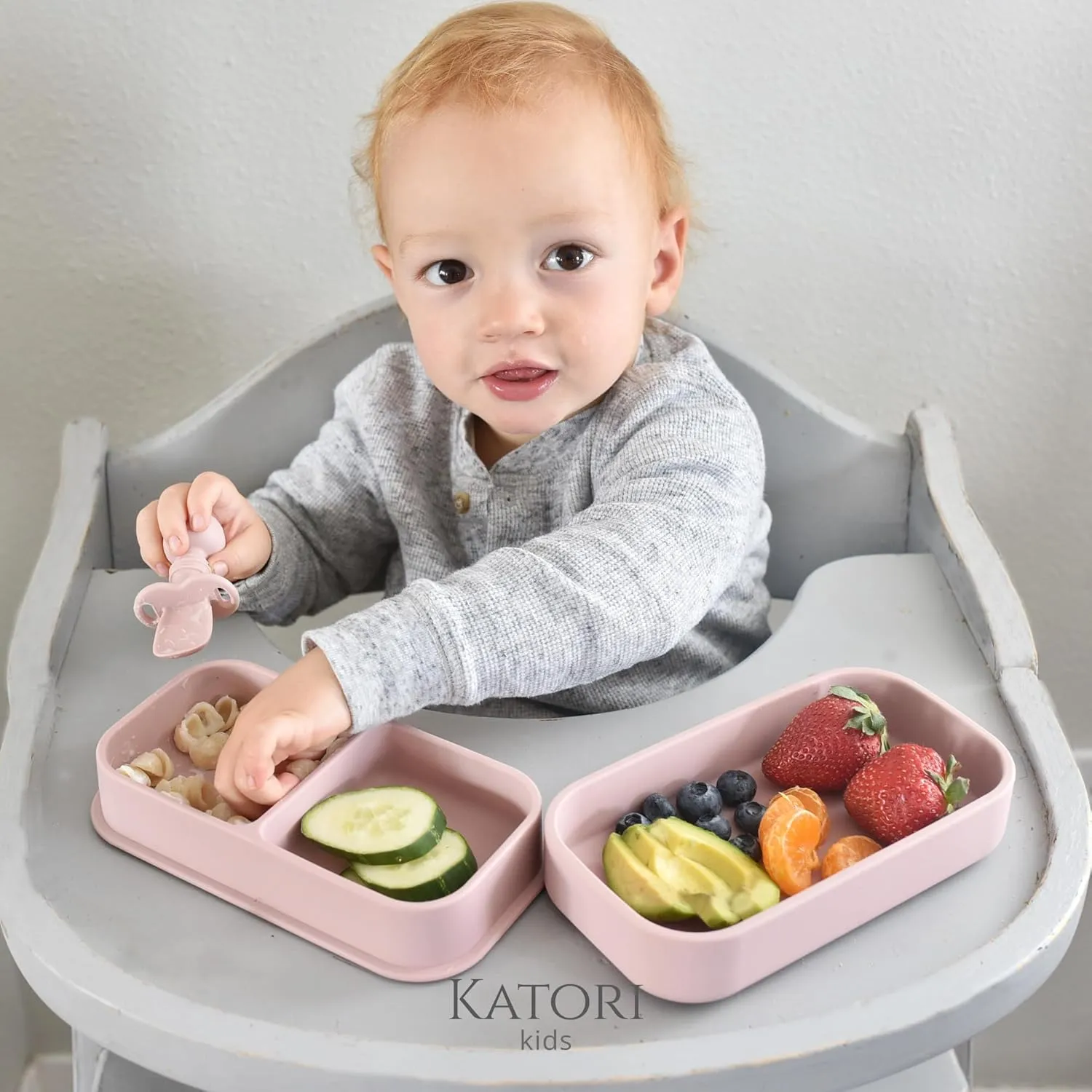 KATORI KIDS Suction Plate for Baby To Go | 5pc Travel Silicone Baby Plate Feeding Set with Travel Bag | Toddler Plate | Baby Travel Essential | Baby Bowl | Platos para Bebes