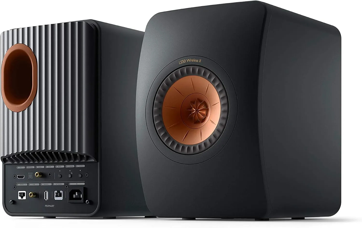 KEF LS50 Wireless II Powered Bookshelf Speakers - Pair (Carbon Black)