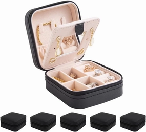 KElofoN Jewelry Case & Box Organizer - Small, Mirrored, for Girls & Women (Black-5)