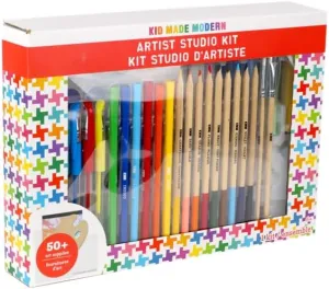 Kid Made Modern Artist Studio Kit & Travel Art Supplies Set for Ages 5 6 7 8 9 10 11 12  w/Paper Pads, Colored Pencils, Markers, Watercolor & 50  Pcs