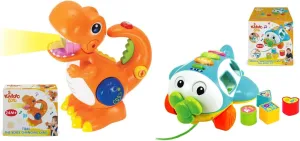 KiddoLab Tikki The Dino & Musical Shape Sorter Plane Combo - Voice-Changing Dinosaur & Educational Airplane Pull-Along Toy for Toddlers.