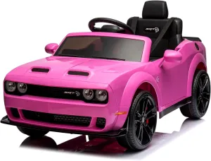 Kids Electric Car | Licensed Dodge Challenger 12V Ride-On | Battery-Powered Vehicle with Remote Control, LED Lights, Bluetooth, and MP3 | Ideal for Boys and Girls