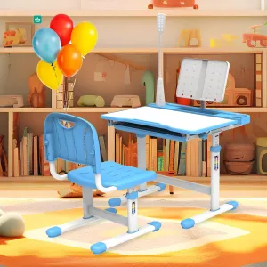 Kids School Desk with 3 Modes LED Light, Height Adjustable Desk for Kids Bedroom with Tilt Desktop,Child Desk Birthday Gift, Blue