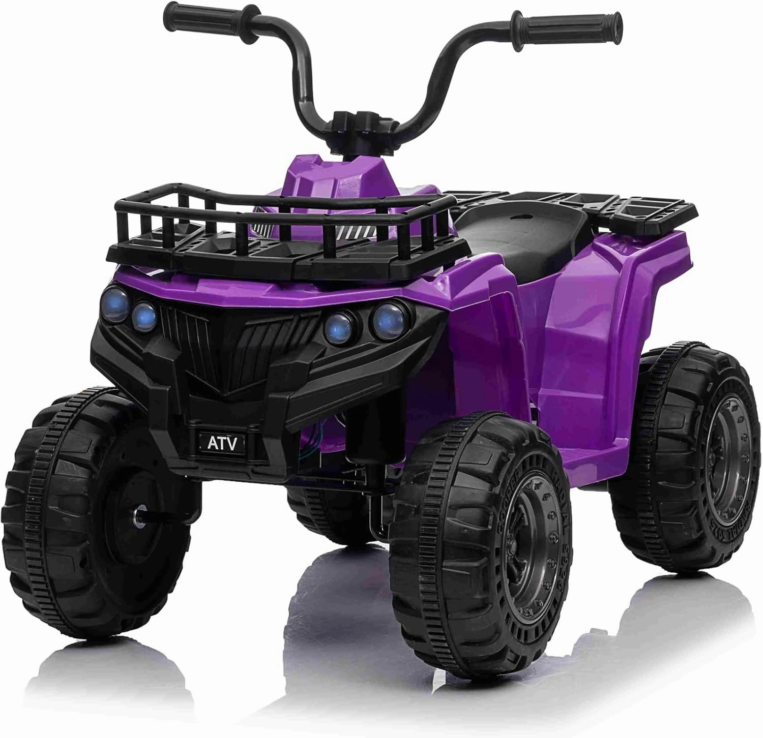 Kids Ride On Car ATV 12V Battery Powered Off-Road Electric Vehicle 4 Wheeler Quad Car Toy with 2 Motors, Storage Basket, Skid-Resistant Tires, Music, LED Headlights, Gift for Boys & Girls, Purple
