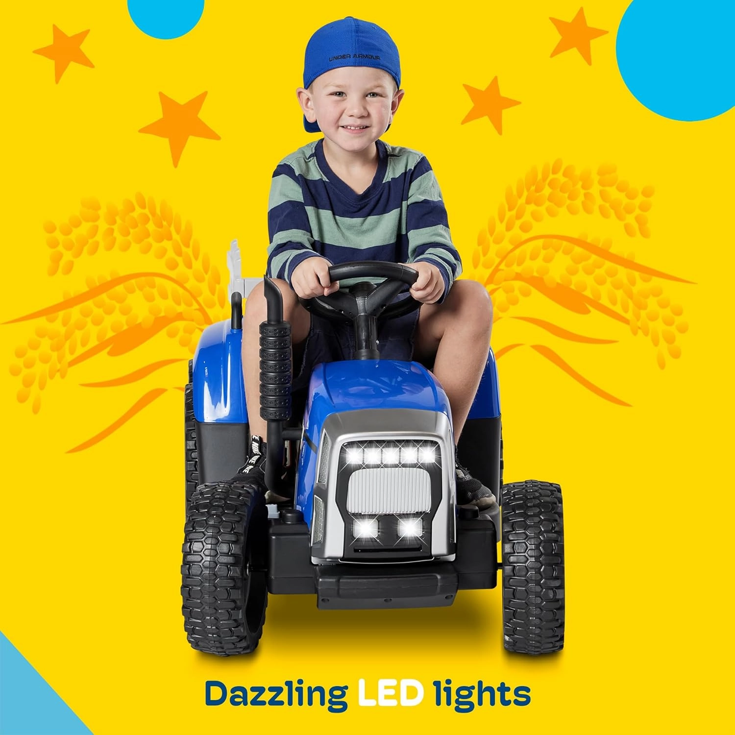 Kidzone 12V 7AH Premium Version w/EVA Treaded Tires Dual 35W Motors Boost Power Torque Remote Control Electric Tractor w/Trailer Toddler Ride On Toy 3-Gear-Shift, 7-LED Lights, MP3, Purple
