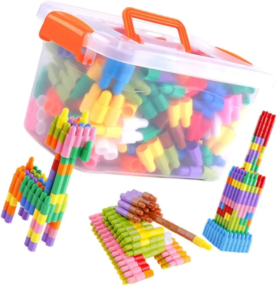 Kisangel 1 Set 270Pcs Colorful Building Blocks with Drawing Creative Playthings for and Safe Materials Enhances Imagination and Hands Skills Random Color