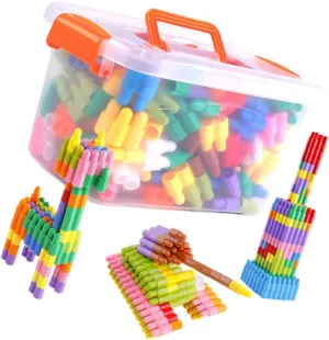 Kisangel 1 Set 270Pcs Colorful Building Blocks with Drawing Creative Playthings for and Safe Materials Enhances Imagination and Hands Skills Random Color