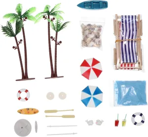 Kisangel 18pcs Miniature Beach Ornaments Set Colorful Decor for Dollhouses for Landscapes and Includes Shells and Umbrellas
