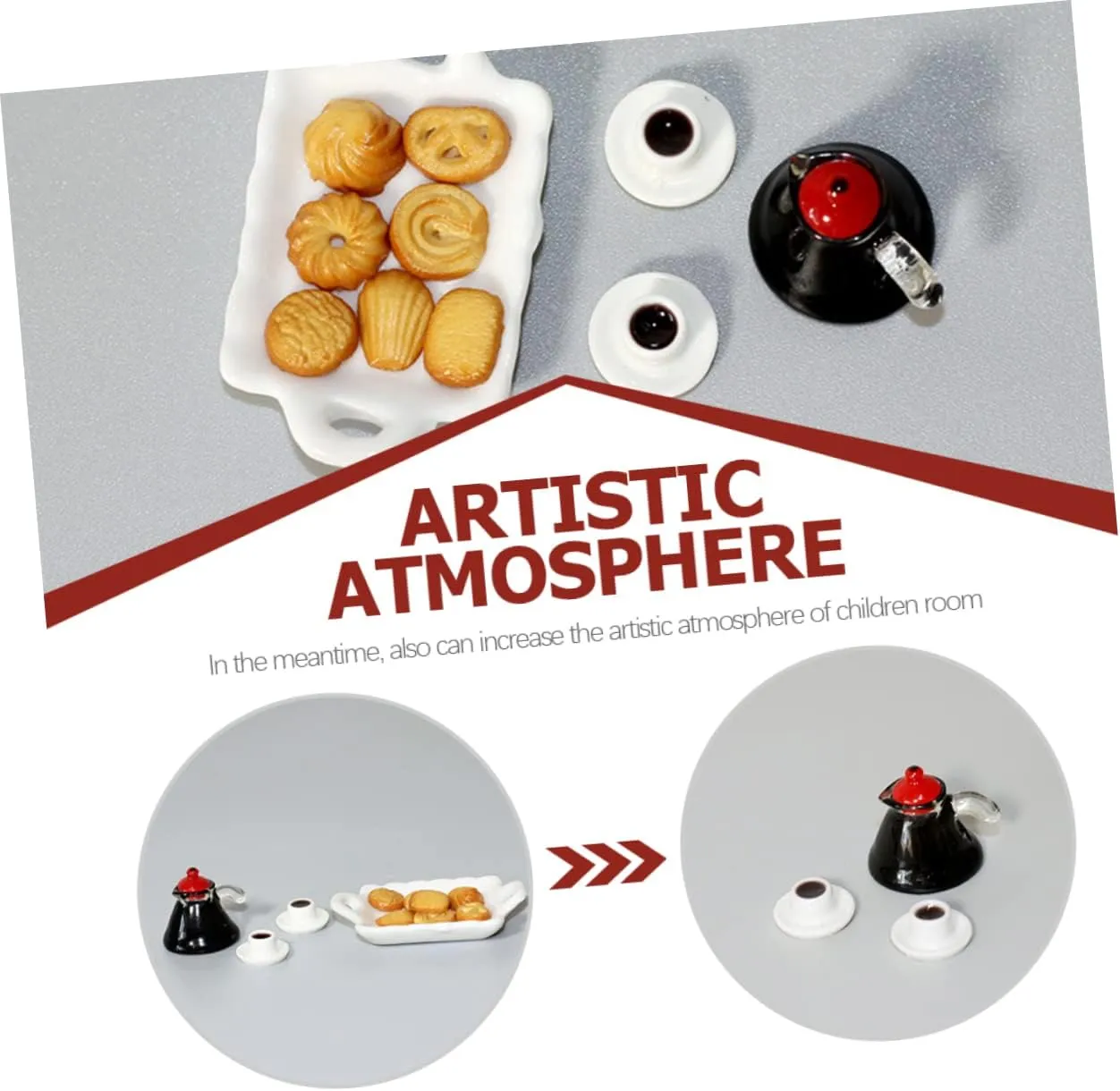 Kisangel 4 Sets Desktop Tiny Food Set Adorable Mini Kitchen Accessories for Dollhouse Wear Resistant Coffee Cup Models for Mini House Decoration and Crafting Fun