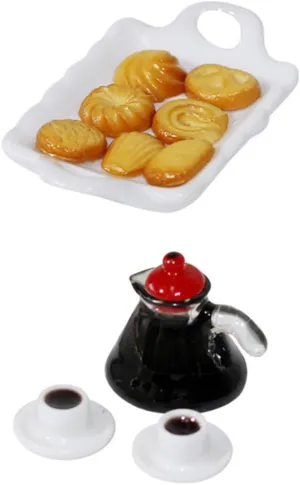 Kisangel 4 Sets Desktop Tiny Food Set Adorable Mini Kitchen Accessories for Dollhouse Wear Resistant Coffee Cup Models for Mini House Decoration and Crafting Fun