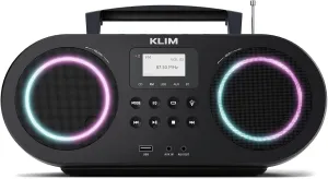 KLIM B5 CD Player Portable Boombox, FM Radio with CD Player Bluetooth USB MP3 AUX, Lighting Modes, Rechargeable Battery, Autosleep, Boombox with Digital EQ