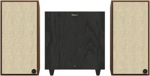Klipsch Home Theater Bundle: The Sevens Heritage Inspired Powered Speakers (Walnut) and R-80SWi 8" Wireless Subwoofer (Black) - Powerful 2.1 Audio System