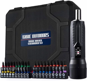 KNINE OUTDOORS Torque Screwdriver Wrench Driver Set 10-70 Inch Pounds lbs for Maintenance with T-bar Handle, 40 Hex Bits, 1/4" Socket, Shaft Extension, For Tools, Bike Repairing and Mounting, Black