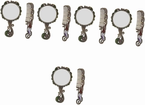 KOHARA 5 Sets Retro Handheld Mirror Vintage Cosmetic Mirror Hair Comb Gift Oval Vanity Mirror Retro Makeup Mirror Antique Hair Comb Brush Metal Miss Portable Decorative Mirror