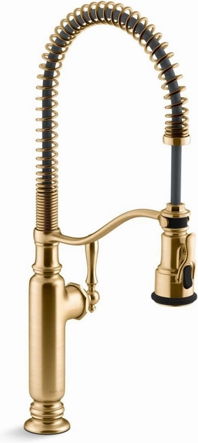 KOHLER K-77515-2MB Tournant™ Semi-Professional Pull-Down Kitchen Sink Faucet, Commercial Kitchen Faucet with Sprayer, Vibrant Brushed Moderne Brass