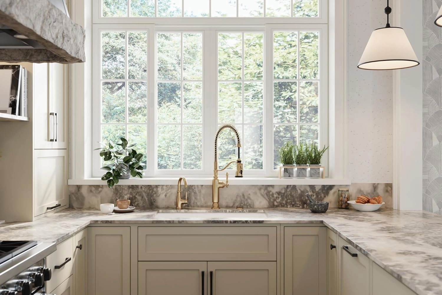 KOHLER K-77515-2MB Tournant™ Semi-Professional Pull-Down Kitchen Sink Faucet, Commercial Kitchen Faucet with Sprayer, Vibrant Brushed Moderne Brass