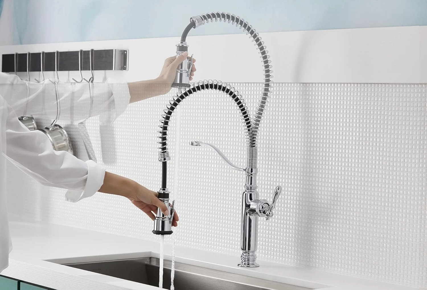 KOHLER K-77515-2MB Tournant™ Semi-Professional Pull-Down Kitchen Sink Faucet, Commercial Kitchen Faucet with Sprayer, Vibrant Brushed Moderne Brass