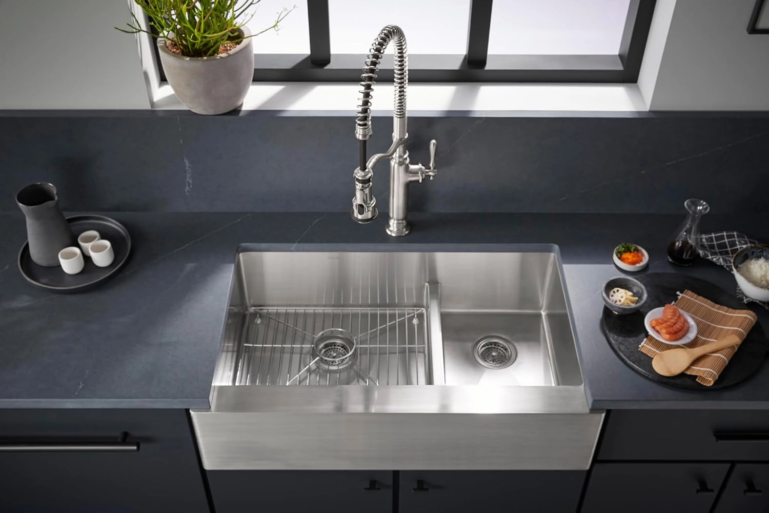 KOHLER K-77515-BV Tournant Semi-Professional Pull-Down Kitchen Sink Faucet, Commercial Kitchen Faucet with Pull Down Sprayer, Vibrant Brushed Bronze