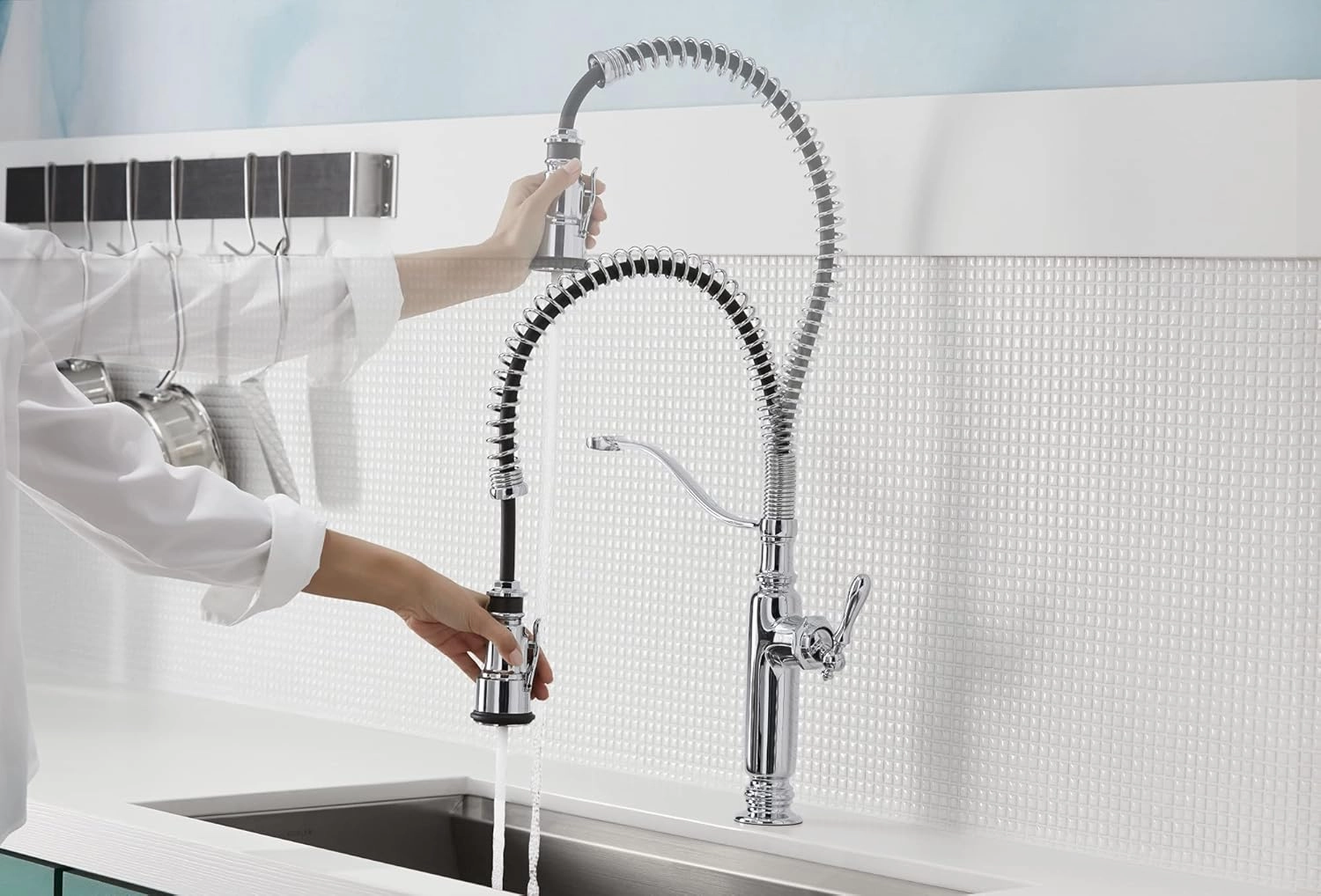 KOHLER K-77515-BV Tournant Semi-Professional Pull-Down Kitchen Sink Faucet, Commercial Kitchen Faucet with Pull Down Sprayer, Vibrant Brushed Bronze