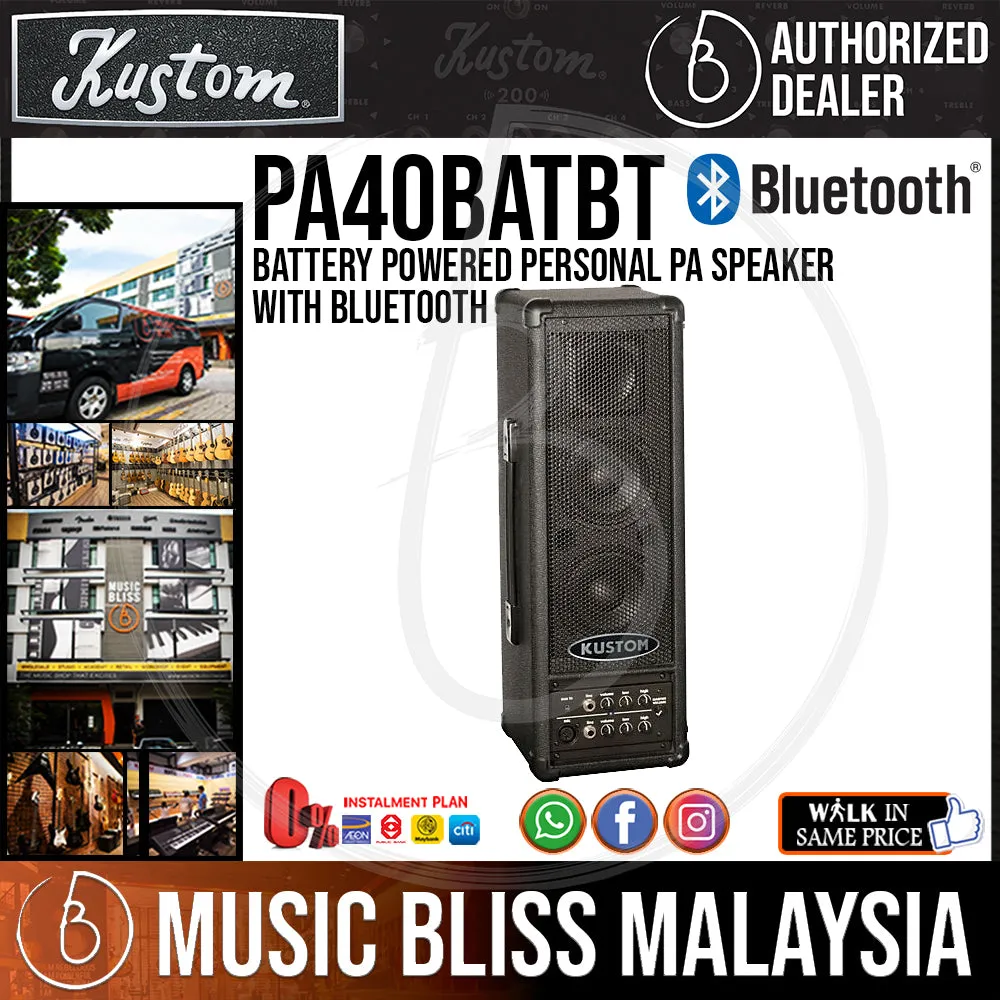 Kustom PA PA40 Battery Powered Personal PA Speaker with Bluetooth