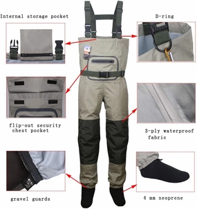 Kylebooker Fishing Breathable Stockingfoot Chest Wader