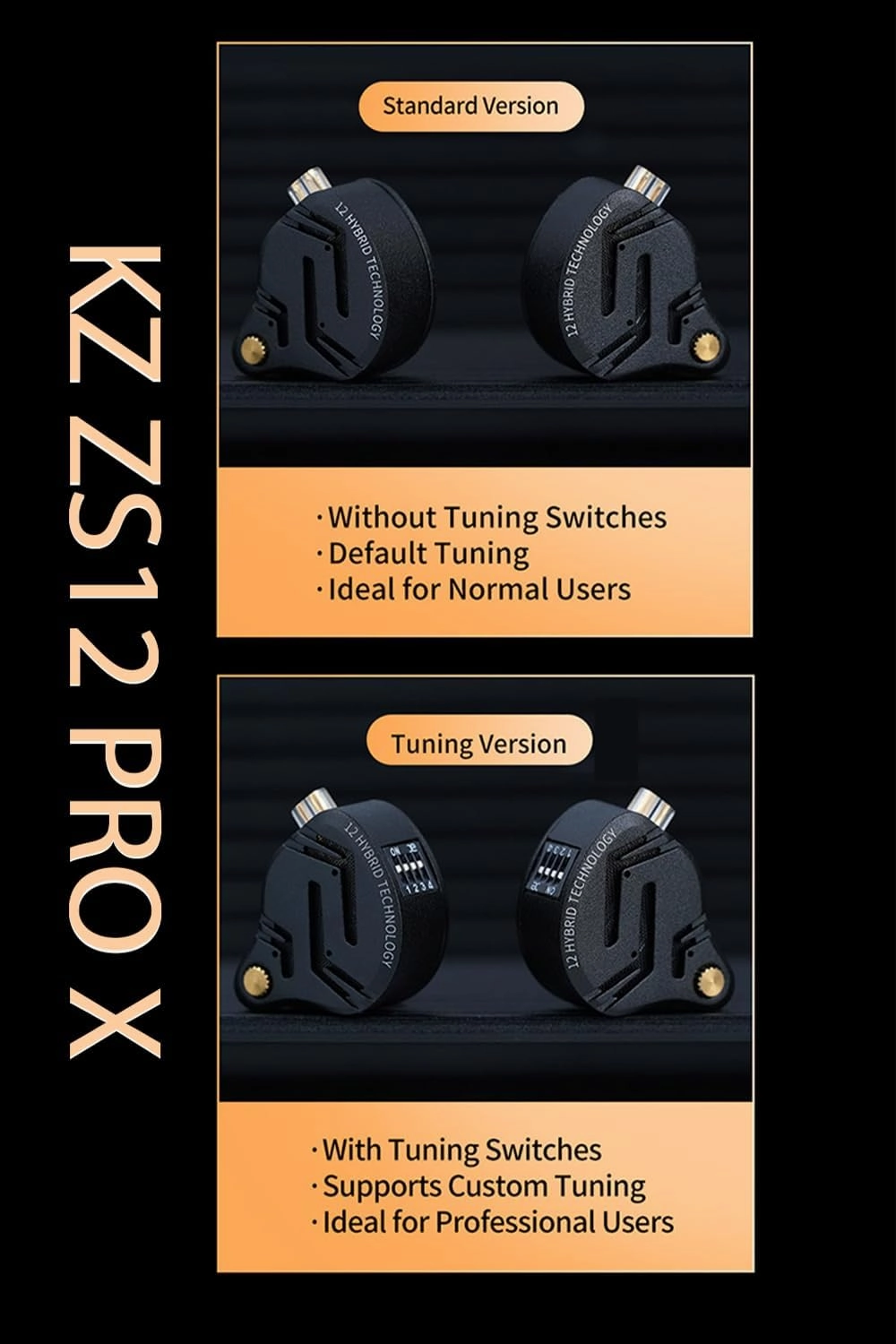 KZ ZS12 Pro X in Ear Monitor, 1DD 5BA HiFi Wired Gaming Earbuds, ZS10 Pro X Upgraded Version KZ IEM Earphones Earbuds with 2Pin-C Detachable Cable for Musicians, Audífonos Gamer, Audiphile